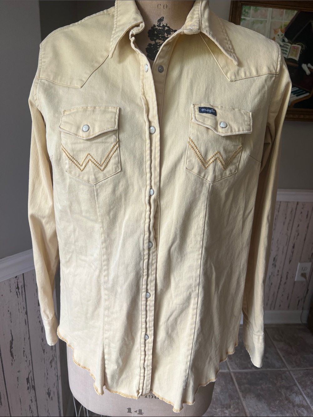 Wrangler Pale Yellow Western Pearl Snap-Front Blouse